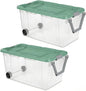 160 Quart Durable Clear Storage Container with Latch Lid and Pull Handle, Light Green, 2 Pack