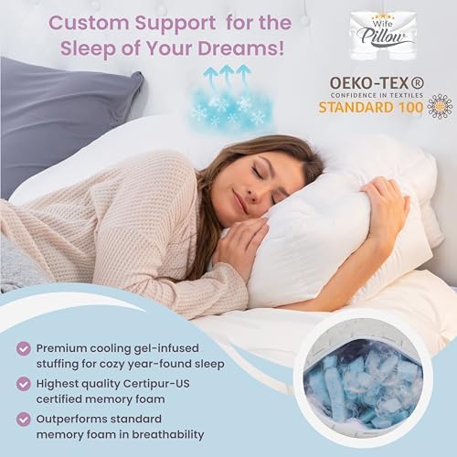 Wife Pillow - Cooling Shredded Memory Foam, 1 LBS Extra Bag of Stuffing, Premium Ice Gel Infused Blended with Siliconized Fiberfill. Customize Your Comfort & Support. Filling: Medium - Firm - Image 5