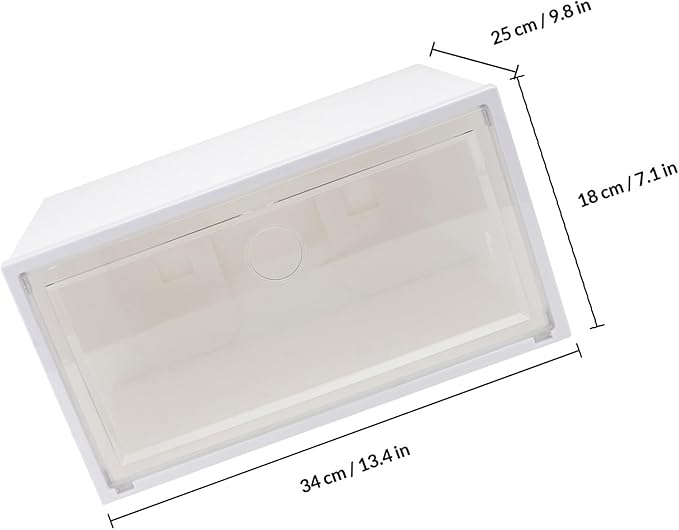 Ciieeo Creative Plastic Shoe Box with Side-opening Lid, Large Capacity 34x18x25cm Dustproof and Anti-oxidation Shoe Storage Organizer for Home and Entryway