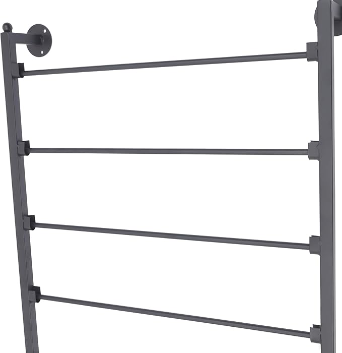 TFCFL 5 Tier Wall Mounted Scarf Rack, Retail Display Tie & Scarf, Belt Towel Hold, Ribbons Rack, Space-Saving Wrapping Paper Organizer Ribbon Holder (Black)