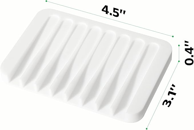 Urbanstrive Soap Dish Shower Waterfall Soap Tray Holder for Bathroom, Kitchen, Counter Top, Flexible Silicone, Keep Soap Bars Dry, Easy Cleaning - White