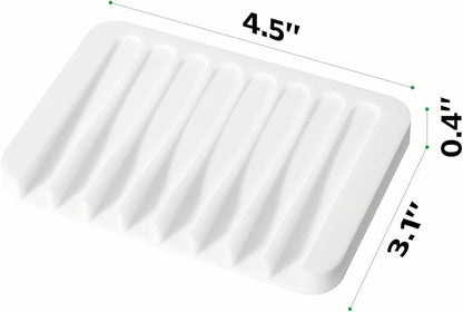 Urbanstrive Soap Dish Shower Waterfall Soap Tray Holder for Bathroom, Kitchen, Counter Top, Flexible Silicone, Keep Soap Bars Dry, Easy Cleaning - White