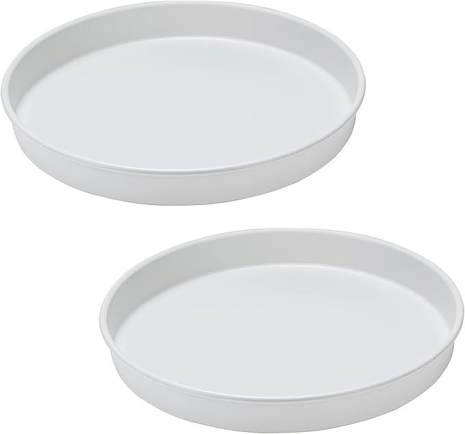 Amolliar Trays for Household Purposes, Lazy Susans, Turntable Organizer for Cabinet, Rotating Spice Rack for Fridge, Pantry Organizer and Storage, Kitchen Under Sink Organizer, Metal White 10" 2 Pack