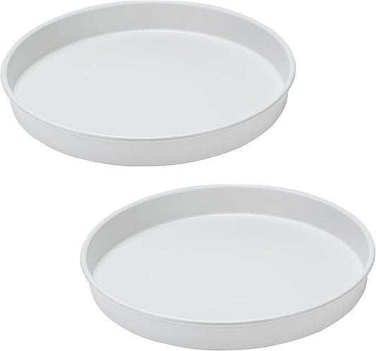 Amolliar Trays for Household Purposes, Lazy Susans, Turntable Organizer for Cabinet, Rotating Spice Rack for Fridge, Pantry Organizer and Storage, Kitchen Under Sink Organizer, Metal White 10" 2 Pack