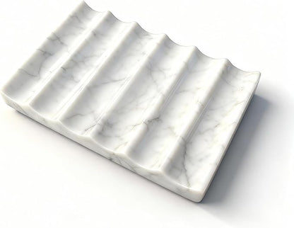 Real Luxurious Natural Marble Soap Dish for Shower,soap Dish for Bathroom,Non-Ceramic/Non-Resin Stone soap Tray（White）