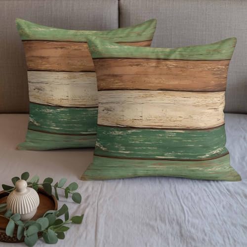 Bed Runner for Cal. King Size Bed, Farmhouse Dark Sage Green Brown Decorative Beds Runners and 2 Matching Pillow Covers Set, Vintage Wooden Striped Beds Scarf Throw for Foot of Bedding Set for Hotel - Image 7