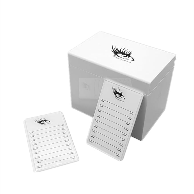 10 Layers Acrylic Eyelash Storage Box,Eyelash Holder Extension Tool,Makeup Organizer False Eyelashes Glue Pallet Holder, Grafting Eye lashes Close-Packed Display with 10 Pallets (White)