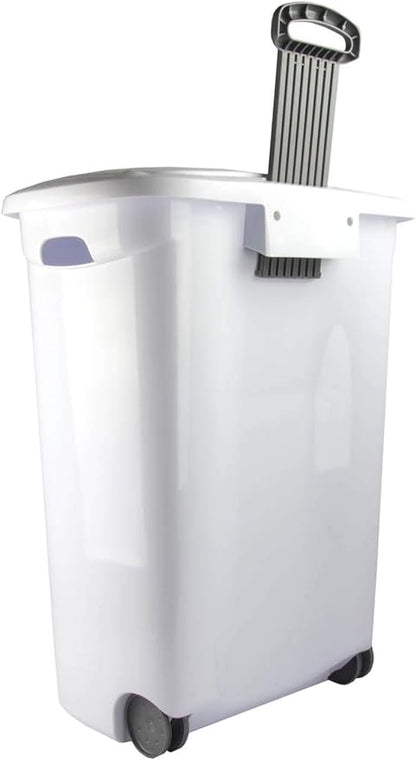 Sterilite Ultra Wheeled Laundry Hamper with Lid, Handle and Wheels for Easy Rolling of Clothes to and from the Laundry Room, Plastic, White, 1-Pack