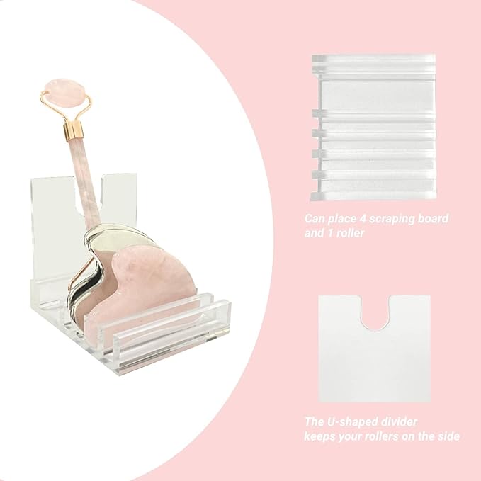 YeeBeny Gua Sha and Facial Roller Holder - Acrylic Facial Tool Stand, Skincare Organizer, Small Storage Container, Bathroom Storage, Durable and Hygienic