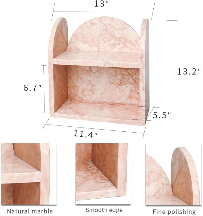 DUANYAN Marble Bathroom Counter Organizers and Storage, 2-Tier Luxurious Makeup Organizer for Perfume Cosmetic Skincare Jewelry, Natural Marble Counter Shelf, No Assembly Required