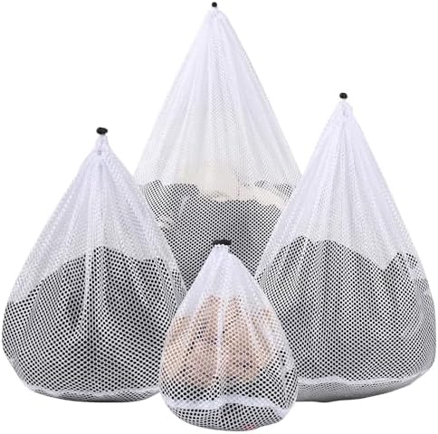 4Pcs Mesh Laundry Bags Washing Machine Mesh Wash Bags for Clothes,Underwear,Lingerie, Bed Linen with Drawstring Closure Sturdy(4 Size) by OKAKA