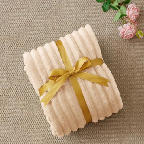 BEDELITE Ribbed Twin Blanket for Couch & Bed, Blush Sand, 60"x80" - Image 6