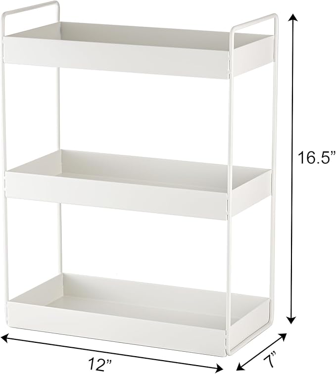 Elsjoy 3-Tier Bathroom Countertop Organizer, White Vanity Tray for Cosmetic & Makeup, Metal Organizer Shelf Counter Storage Rack for Kitchen, Bathroom Toiletries