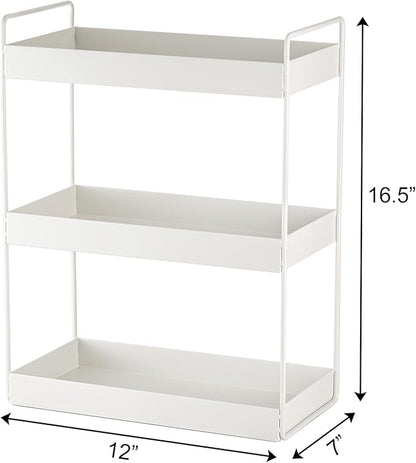 Elsjoy 3-Tier Bathroom Countertop Organizer, White Vanity Tray for Cosmetic & Makeup, Metal Organizer Shelf Counter Storage Rack for Kitchen, Bathroom Toiletries