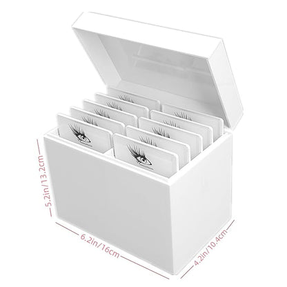 10 Layers Acrylic Eyelash Storage Box,Eyelash Holder Extension Tool,Makeup Organizer False Eyelashes Glue Pallet Holder, Grafting Eye lashes Close-Packed Display with 10 Pallets (White)