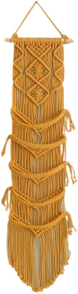 Macrame Cap Holder, Boho Hats Organizer for Baseball Caps, Hand Woven Hats Display Organizer Over Door, Hat Rack for Wall Home Hanging Decoration (Yellow 31in)