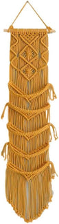 Macrame Cap Holder, Boho Hats Organizer for Baseball Caps, Hand Woven Hats Display Organizer Over Door, Hat Rack for Wall Home Hanging Decoration (Yellow 31in)