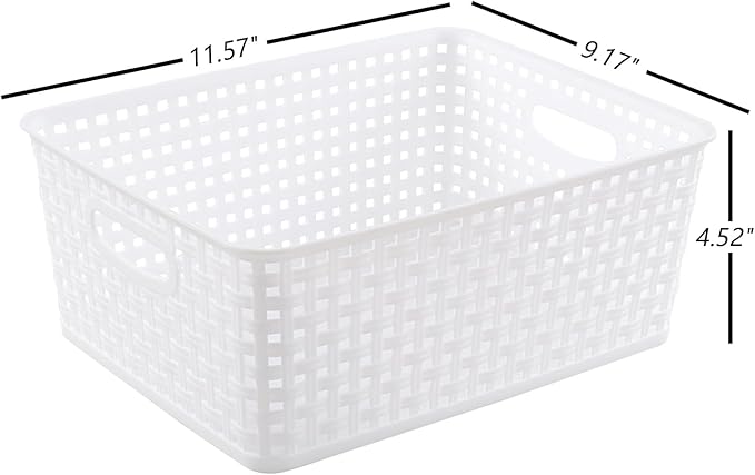 Plastic Storage Baskets for Shelf, 4 Packs