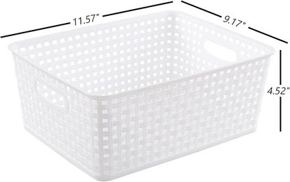 Plastic Storage Baskets for Shelf, 4 Packs