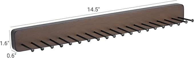 Mkono Tie Rack Wall Mounted Belt Hanger Holder Rustic Wood Tie Organizer for Men Closet Max up 20 Storage for Ties Belts Scarf
