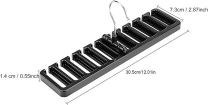 10 Slot Belt Rack Organizer, Sturdy Plastic Closet Wardrobe Space Saver Multifunctional Belt Hanger Rack Holder for Men Women (Black)