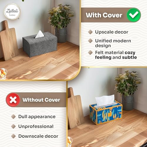 Lotteli Kitchen Felt Tissue Box Cover, Rectangle Large, Taupe, 2 Pack - Image 6