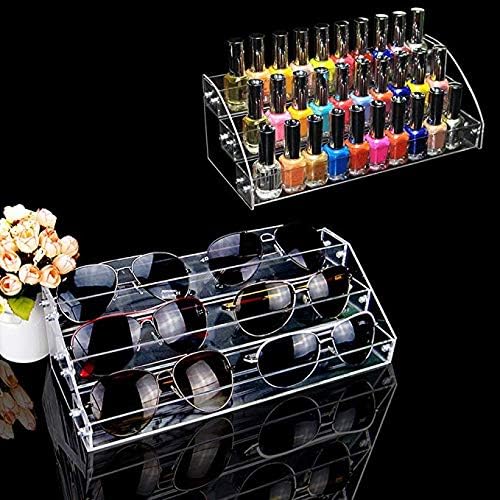 3 Tiers 2PCS Clear Acrylic Nail Polish Holder Essential Oils Stand Lipstick Makeup Desktop Organizer Candy Storage Retail Store Display Brochure Space Saver Agentia Container Exhibition Sample Show