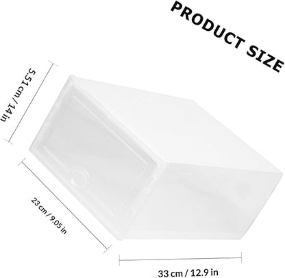 Shoe Boxes 6pcs 33x23x14cm Thickened Plastic Drawer-style Shoes Storage Containers Stackable Organizers for Home Closet