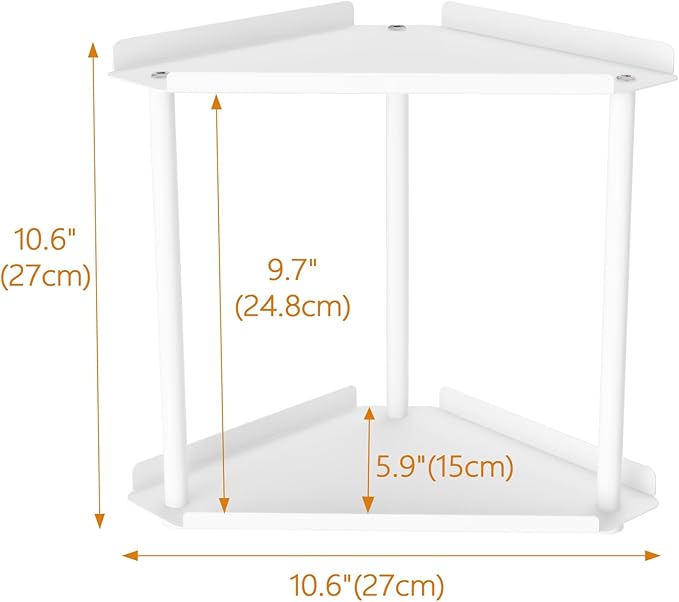 Jesginboo 2 Tier Bathroom Counter Organizer, Vanity Organizer Corner Shelf, Skincare, Makeup Countertop Organizers, Kitchen, Bathroom Counter Storage, White
