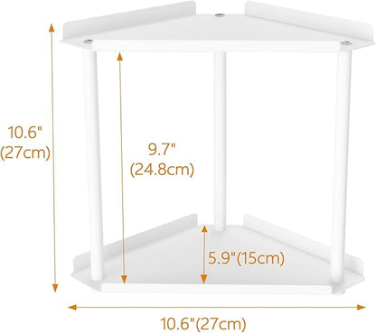 Jesginboo 2 Tier Bathroom Counter Organizer, Vanity Organizer Corner Shelf, Skincare, Makeup Countertop Organizers, Kitchen, Bathroom Counter Storage, White