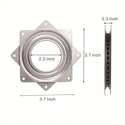 4 Inch Lazy Susan Hardware Square Metal 360˚ Turntable Bearings, Silver 300lbs Capacity Steel Ball Bearing Rotating Serving Tray Plate for Kitchen Cabinet, Craft Project, Monitor(4 Pack)