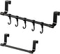 INCREWAY 2Pcs Towel Holder, Over Cabinet Door Towel Rack with Hooks, Multi-Purpose Kitchen Towels Rack and Hanger Organizer for Sink Bathroom Pantry Door (Black)