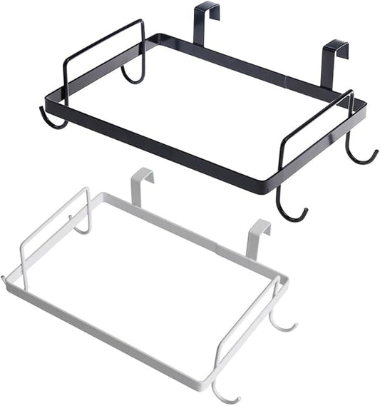 DECHOUS 2pcs Iron Trash Bag Holder Cabinet Door Hanging Waste Bag Storage Rack for Kitchen Organization Black and White Garbage Rack for Cabinet Trash