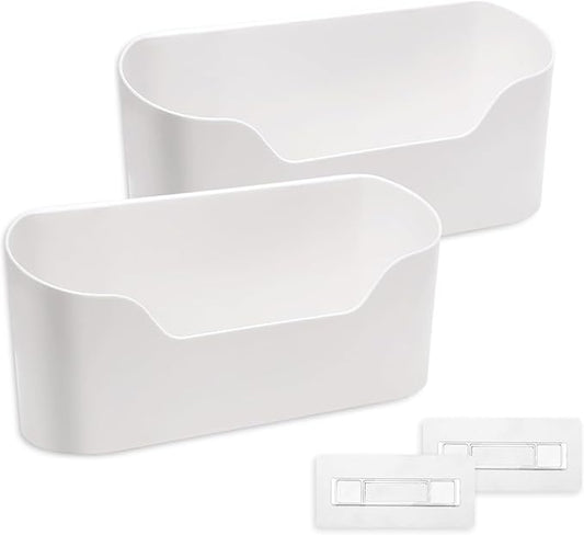 Plastic Wall Mount Organizer, Adhesive Cabinet Door Organizer, 2PCS Plastic Wall Mount, 9.2x4.3x2.7 Spacious Cabinet Door Storage, Bathroom for Kitchen