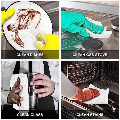 Nialnant 100% Cotton Dish Cloths for Washing Dishes, 4 Pack Waffle Weave Dish Towels,Super Soft Absorbent Cleaning Rags-White,12x12 Inch - Image 5