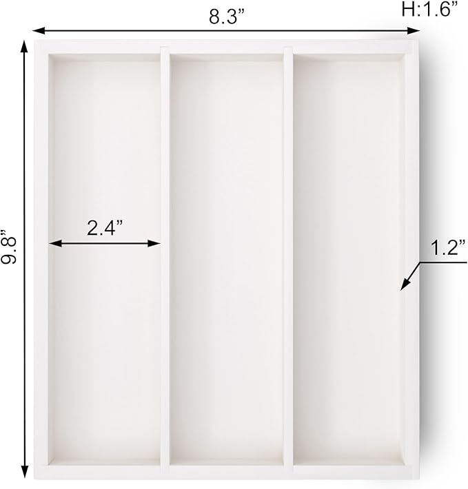 Fibogollo Silverware Organizer Bamboo Kitchen Drawer Organizer, Flatware Organizer Tray for Kitchen, Flatware, Utensils(White)