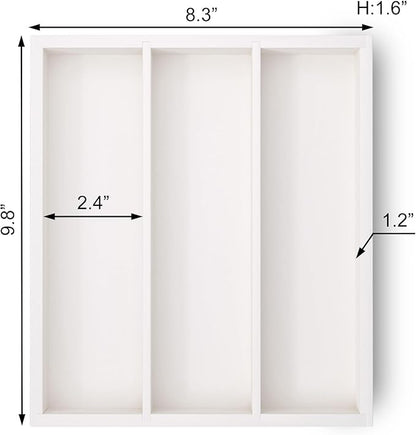 Fibogollo Silverware Organizer Bamboo Kitchen Drawer Organizer, Flatware Organizer Tray for Kitchen, Flatware, Utensils(White)