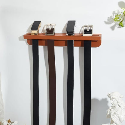PH PandaHall Belt Hanger for Closet, Wooden Belt Organizer Wall Mount Belt Holder Rack with Screws for 8 Belts Storage Closet Entryway Home Decoration Men Gift, 15.7x2.5x2.2inches