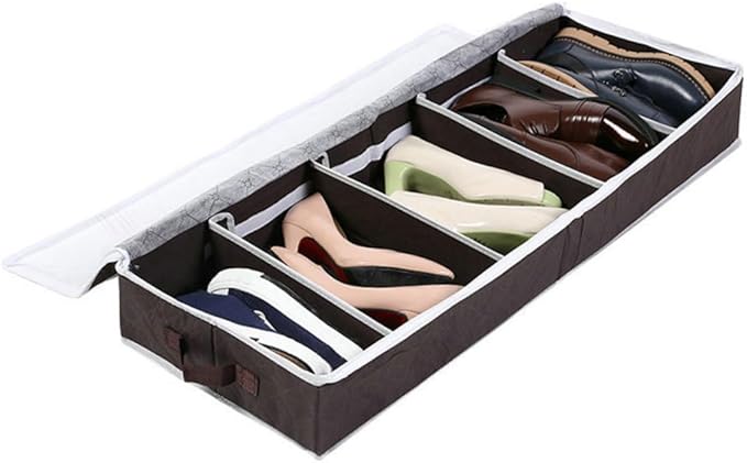 GARVALON Foldable Non Woven Shoes Box with Visual Window for Home and Dorm Compact Shoe Organizer Dustproof Storage Case Portable
