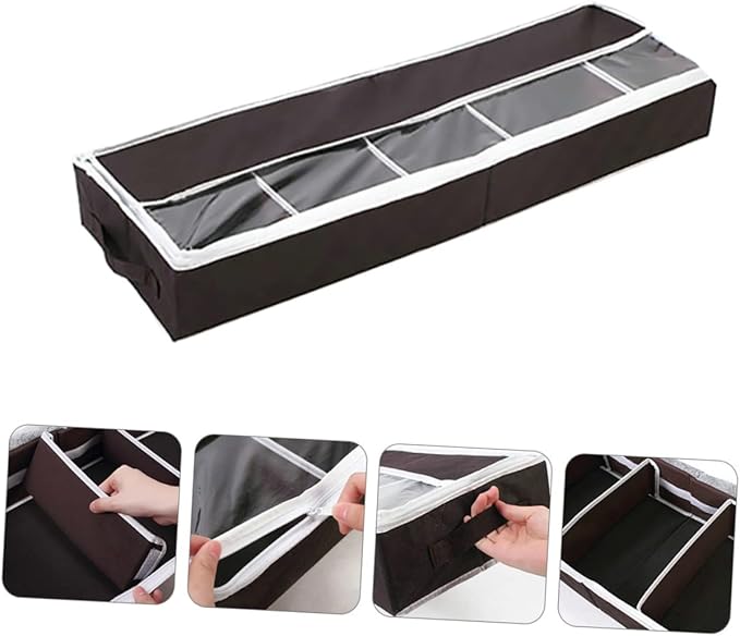 1Pc Shoe Storage Case Compact Non Woven Folding Organizer Box with Visible Window for Home Dust and Moisture Protection for Various Shoe Types