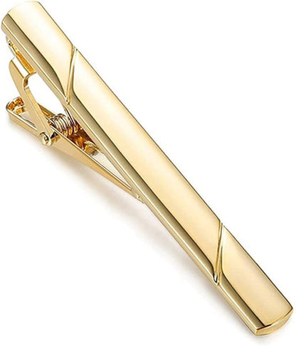 Mens Classic Tie Clips Long Styles Tie Pins Minimalist Necktie Tie Bar Clasp Clip Clamp Pins Gift For Men Business Party Wedding Best Gift and Daily Life(Gold)