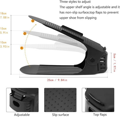 Soerreo Shoe Slot Storage Box Adjustable Shoe Rack Save Space Suitable for High Low Heels, Sneakers and Sandals (20 Piece Set)