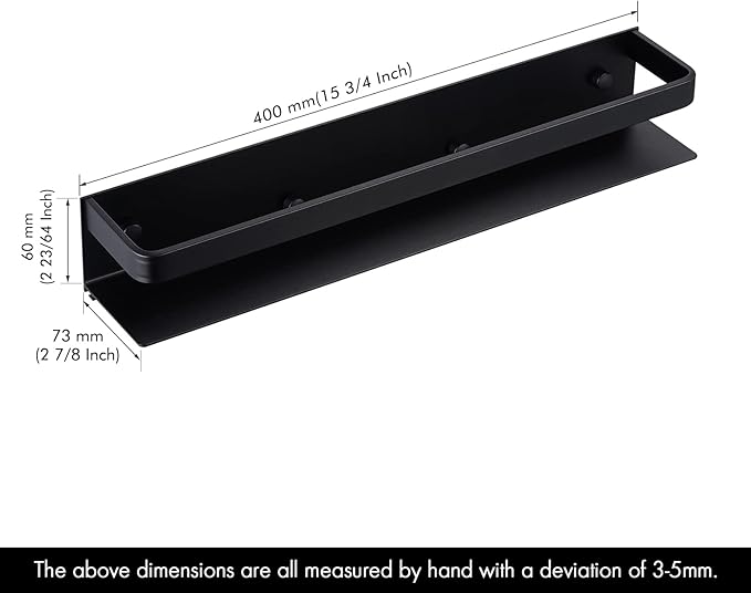 KES Spice Rack Organizer Kitchen Spice Rack Seasoning Organizer 16 Inch Aluminum Spice Holder Wall Mount Anodized Black 2 Pack, KSR401S40-BK-P2