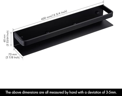 KES Spice Rack Organizer Kitchen Spice Rack Seasoning Organizer 16 Inch Aluminum Spice Holder Wall Mount Anodized Black 2 Pack, KSR401S40-BK-P2