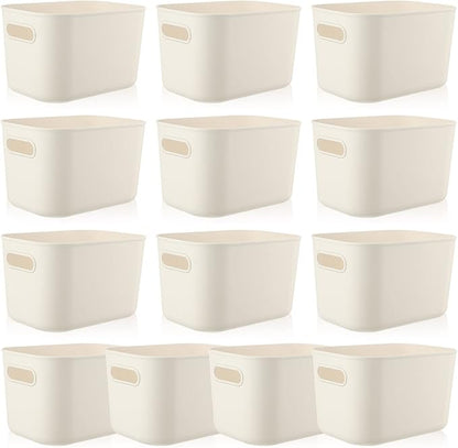 Zopeal Plastic Storage Bins 10 Pcs White Pantry Organizer Bins Small Baskets Storage Containers for Home Kitchen (10 x 7 x 6 Inch)