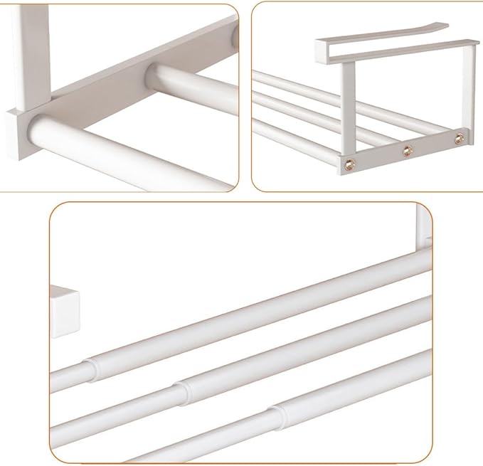 Expandable Shoe Rack Closet Hanging Organizer 16.14''-29.53'' Metal Adjustable Under Cabinet Storage Shelf Space Saving for Kitchen Pantry Room Dorm, White, 1 Pack