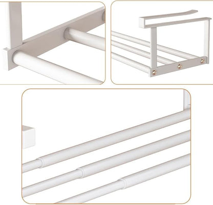 Expandable Shoe Rack Closet Hanging Organizer 16.14''-29.53'' Metal Adjustable Under Cabinet Storage Shelf Space Saving for Kitchen Pantry Room Dorm, White, 1 Pack