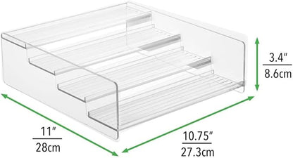 mDesign Plastic Bathroom Storage Organizer Shelf for Cabinet, Vanity, Countertop - Holds Vitamins, Supplements, Medicine Bottles, Nail Polish, Makeup - 4 Levels - Ligne Collection, Clear