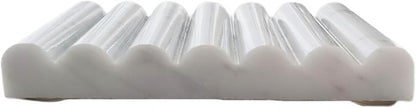 White Marble Soap Dish, Stone Self Draining Soap Holder, Sponge Holder for Bathroom, Sink, Kitchen, Jewelry Ring Dish (Carrara White)