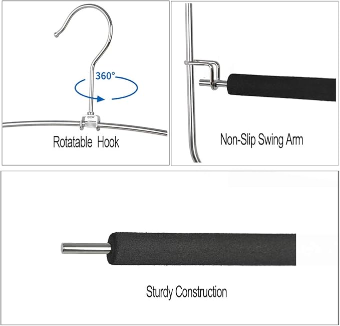 Pants Hangers 5 Layers Metal Slack Magic Hangers Non-Slip Foam Padded Swing Arm Space Saving Hanger Clothes Closet Storage Organizer for Pants Jeans Trousers Skirts Scarf Ties Towels（2 Pack）